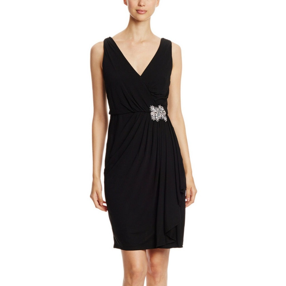 BADGLEY MISCHKA Draped V-Neck Cocktail Dress